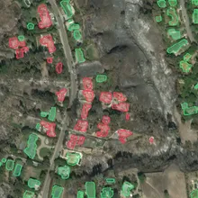 Predicted damage class per building on the post-event image.